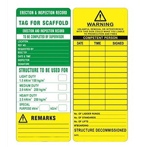 Scaffolding Tags by ZAA Enterprises